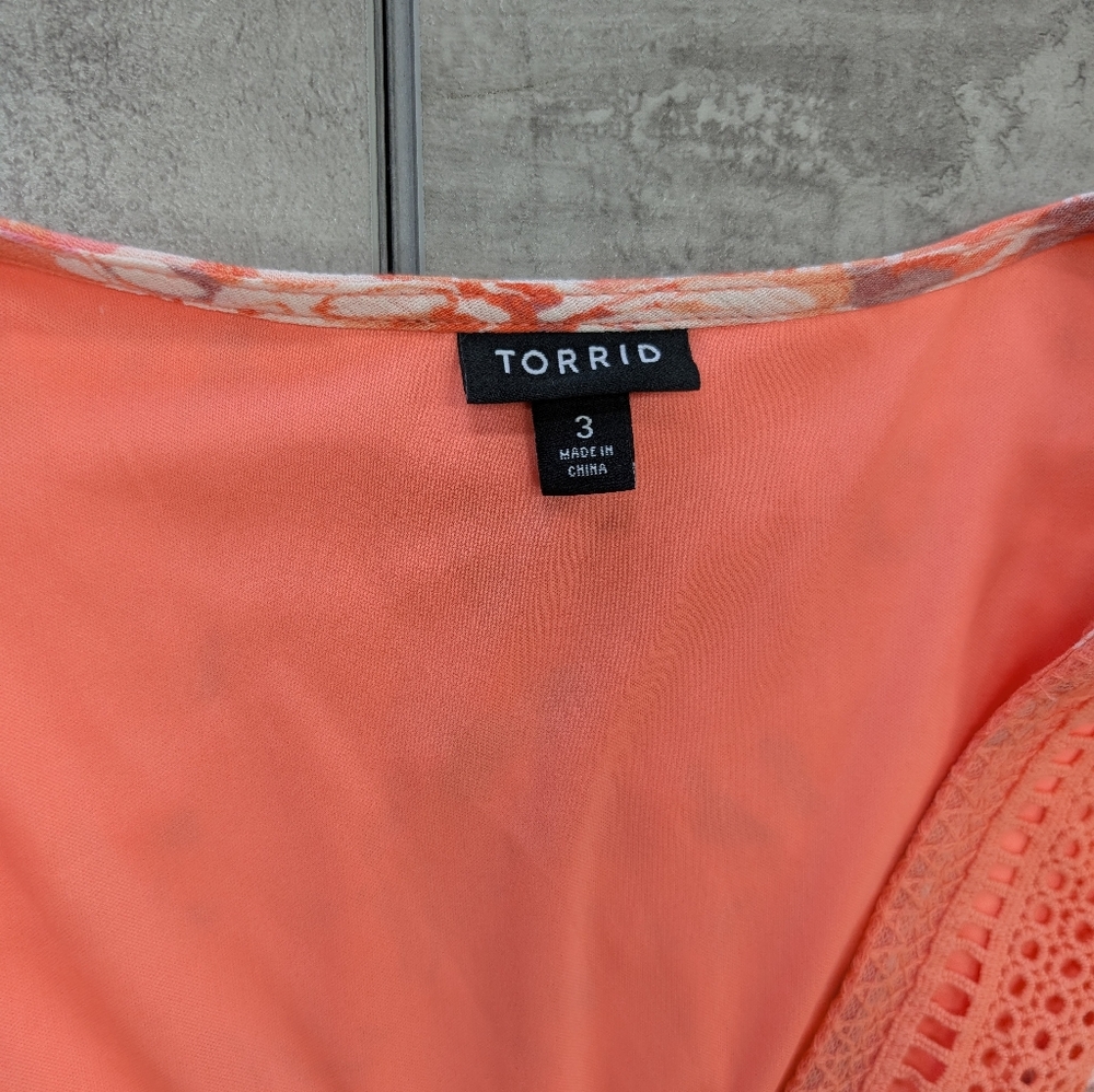 Torrid Women's Orange Floral Short Sleeve Maxi Dress Size 3x - Picture 5 of 12